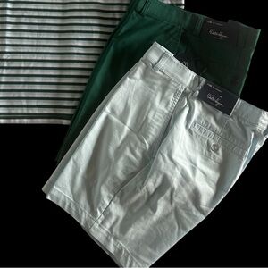 Walter Hagen Clubhouse Green & Light Blue Shorts w/Striped Shirt 2 pairs+shirt